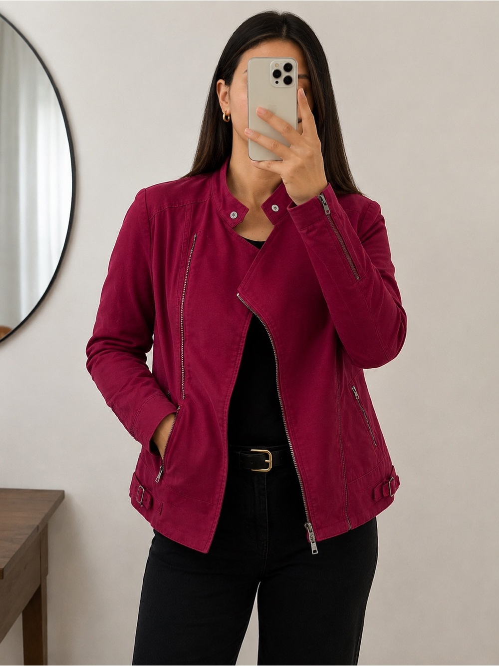 Banana Republic Deep Pink Moto Jacket